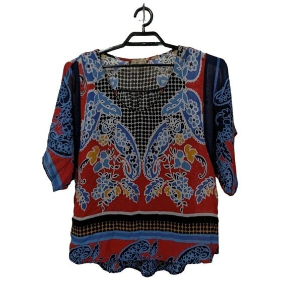 One World Live Let Live Top Womens Size Medium boho cottage hippie - Picture 1 of 8